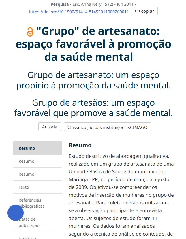 Pesquisa da Universidade Estadual de Maringá sobre artesanato e saúde mental
